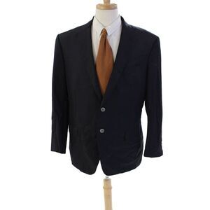Trussini Mens Classic Lapel Two Button Blazer Jacket Navy Blue Wool Size EUR 56